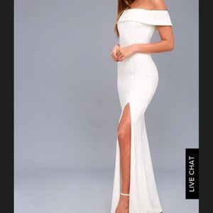 AVELINE WHITE OFF-THE-SHOULDER MAXI DRESS